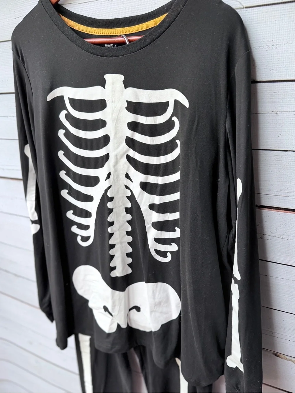 Women’s Black Skeleton Pajama Set - Long Sleeve Top & Pants